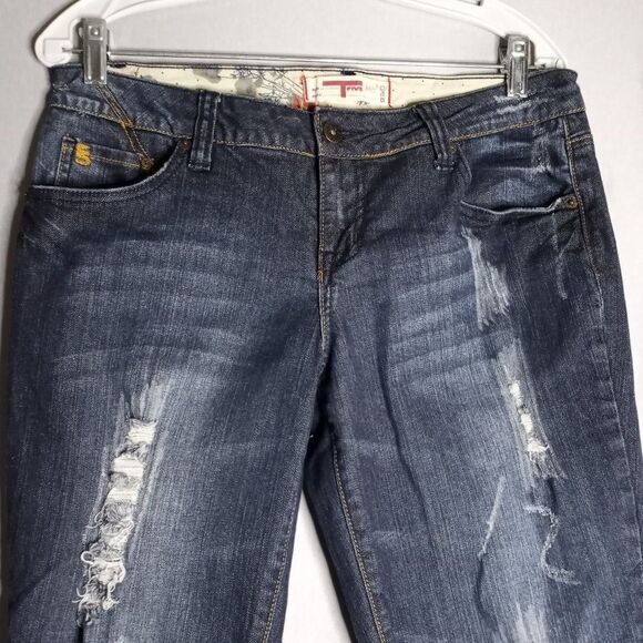 TFive Jeans Junior Size 13 Denim Skinny Distressed Medium Dark Y2K - Picture 4 of 9